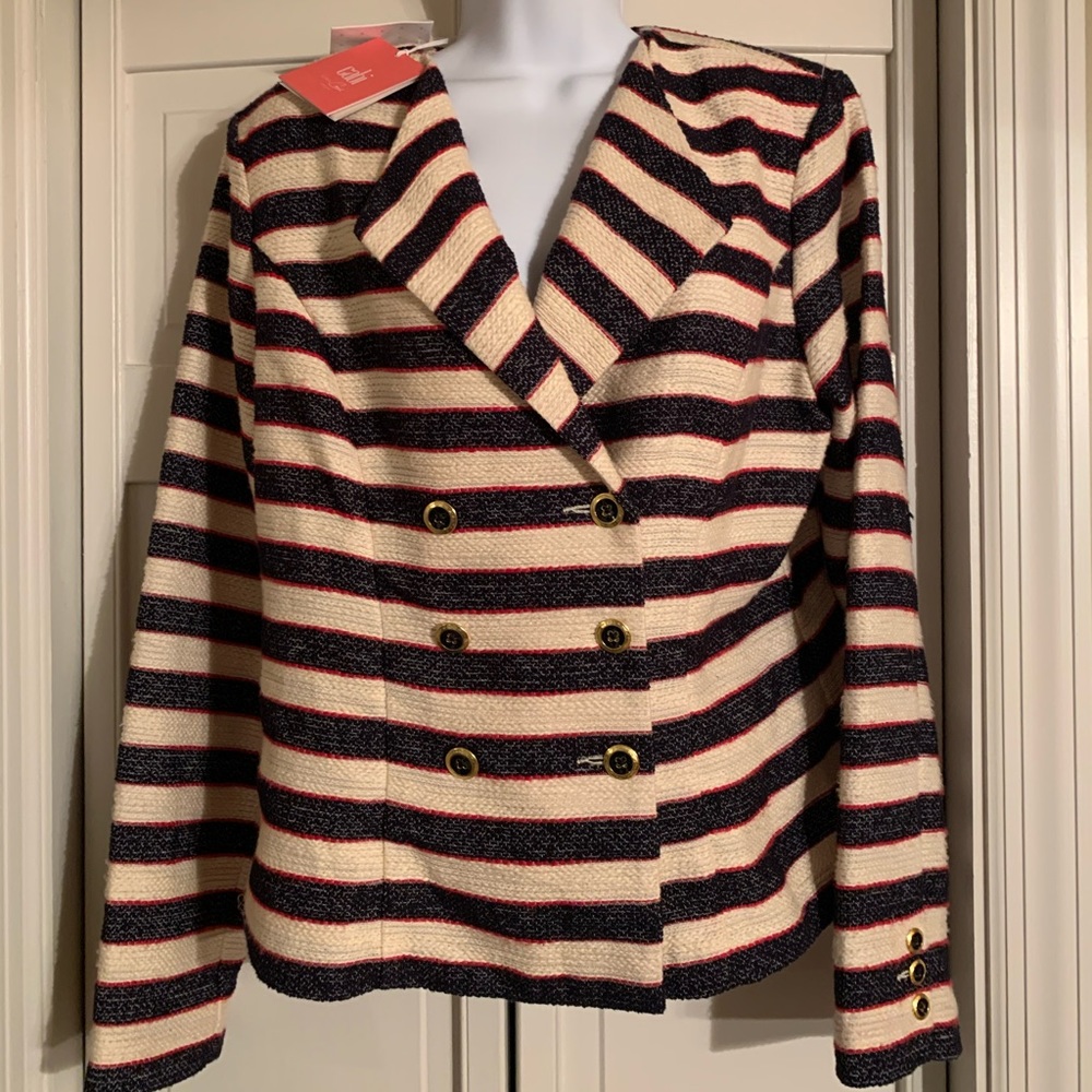 Cabi blue striped nautical jacket sz 6
